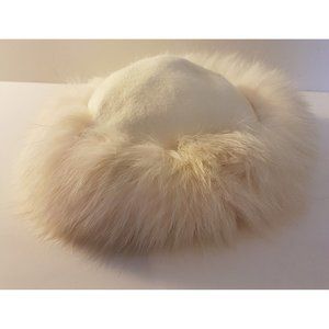 Vintage Cream Fur Felt Hat Women ? Child ? BOUTIQUE KATE'S Canada SMALL RARE